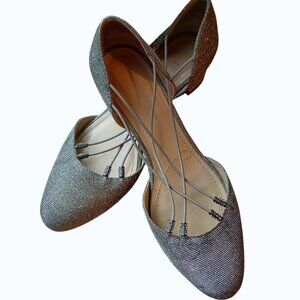 J. RENEE D'Orsay Elegant Silver Sparkle Glitter Flats- NWOT